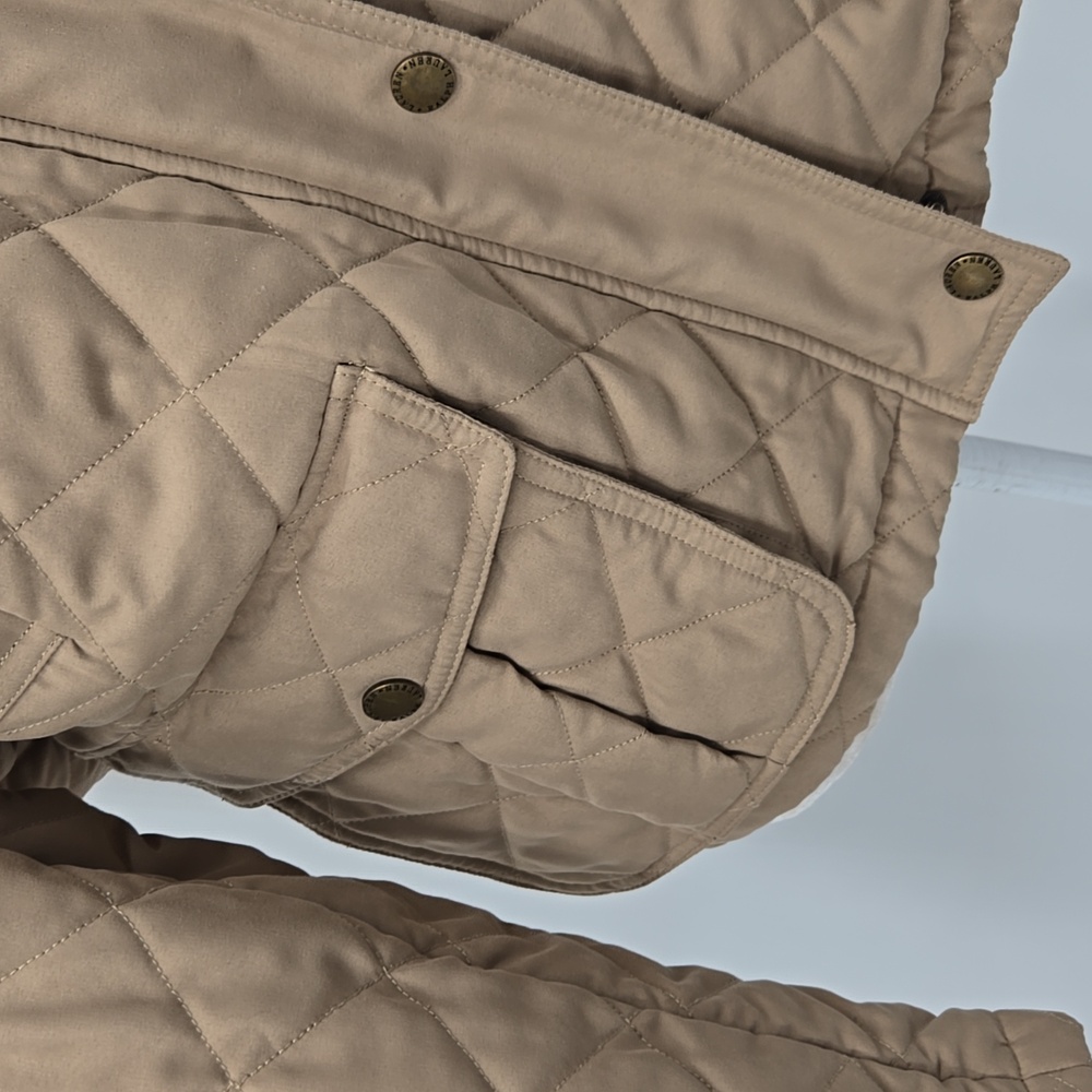 LAUREN Ralph Lauren khaki puffer jacket large petite - Picture 4 of 10